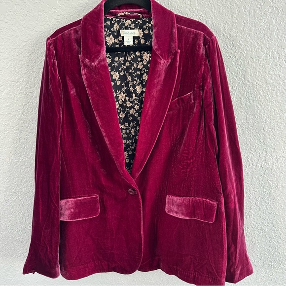 Sundance Silk Blend Boho Velvet Blazer Raspberry Pink Floral Lined Size 6 - Picture 3 of 14